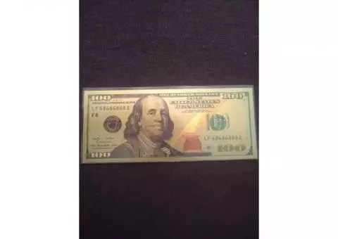 Gold $100 bill